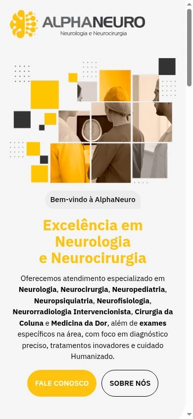 Versão para celular do site AlphaNeuro