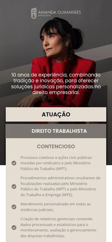 Versão para celular do site Amanda Guimarães
