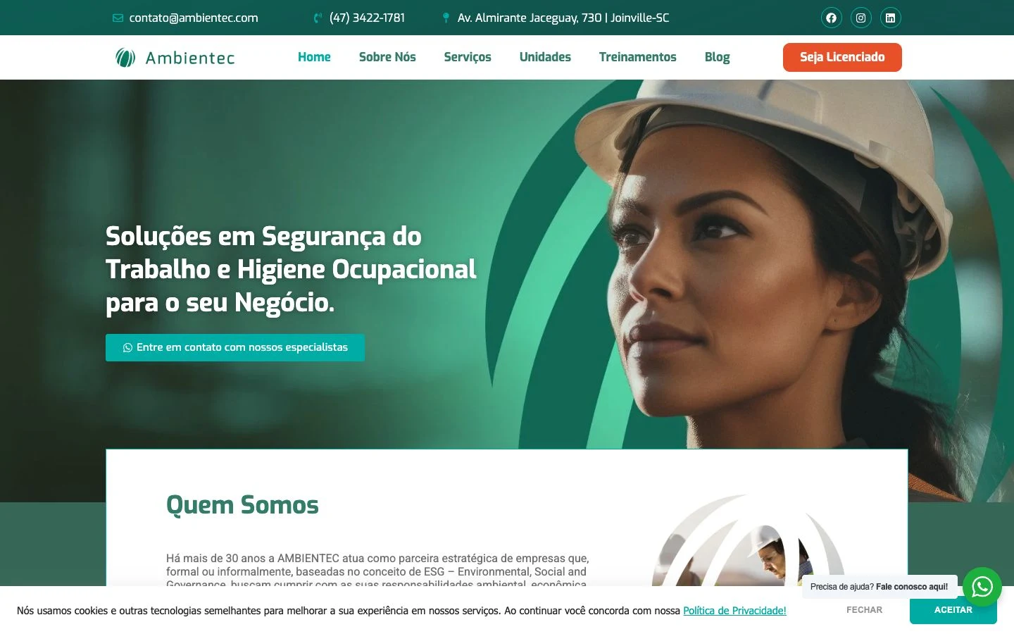 Home do site Ambientec em notebook