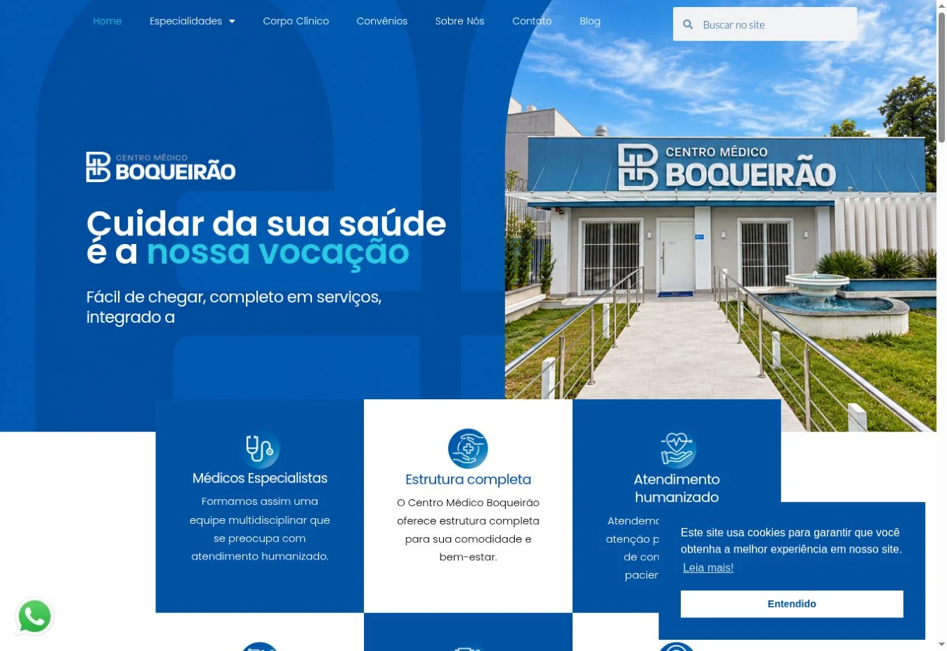 Home do site Centro Médico Boqueirão em notebook