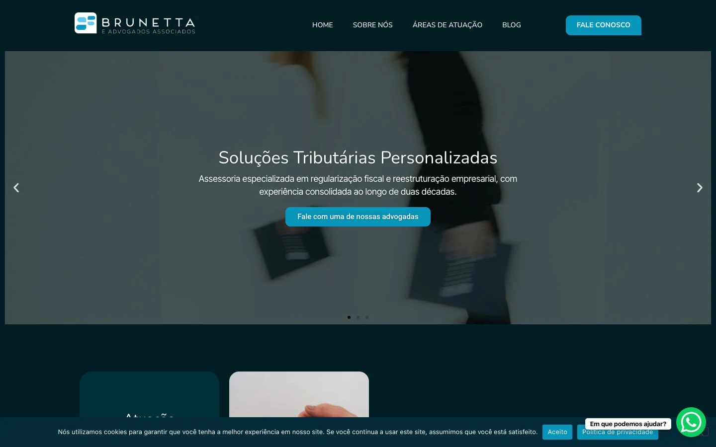 Home do site Brunetta Advogados em notebook