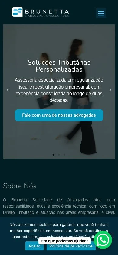 Versão para celular do site Brunetta Advogados