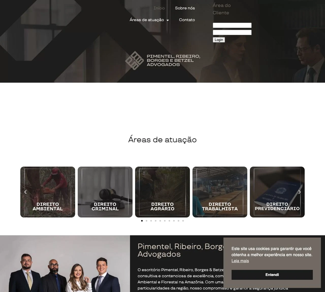 Home do site PRB Advogados em notebook