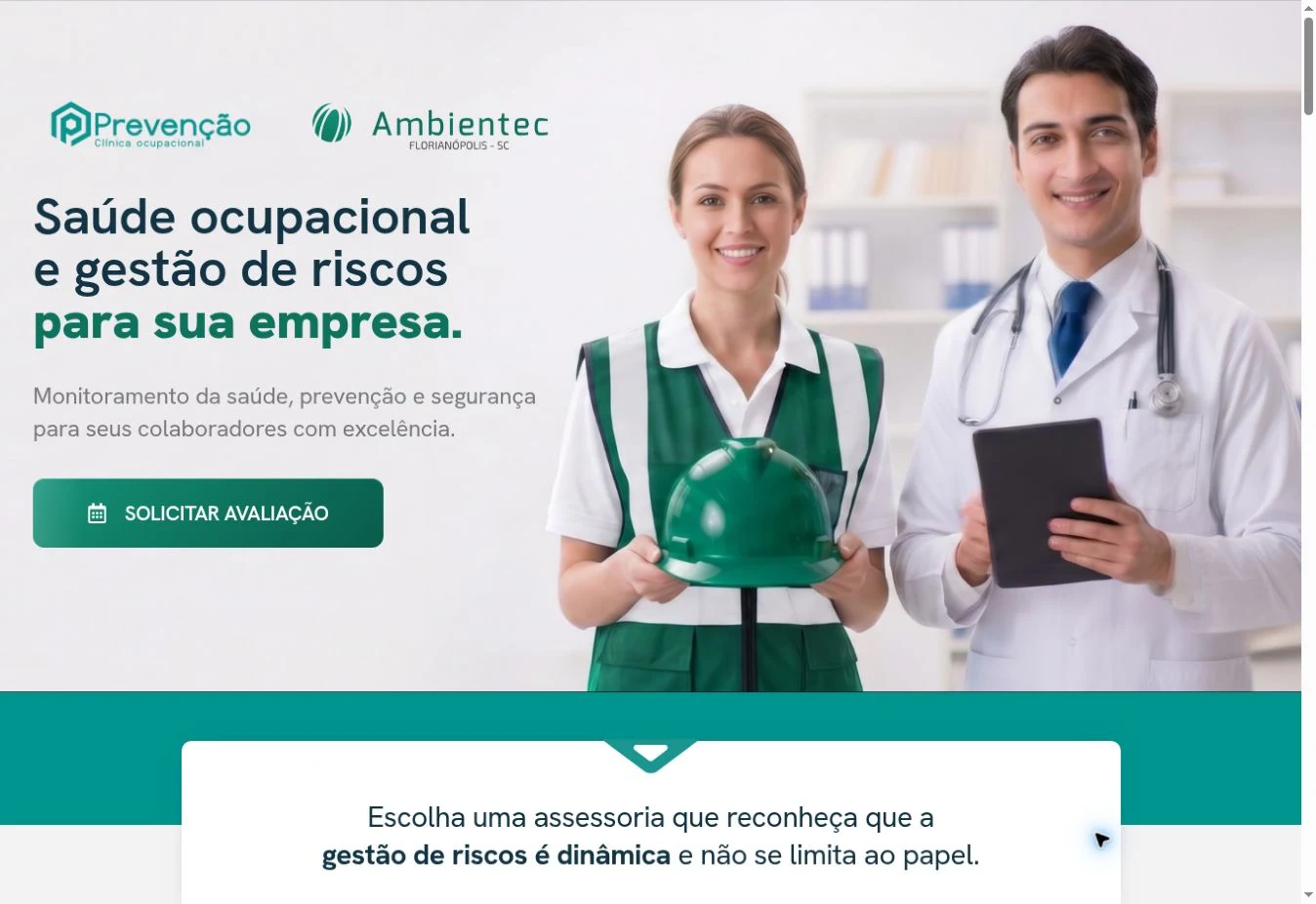 Home do site Prevamb em notebook