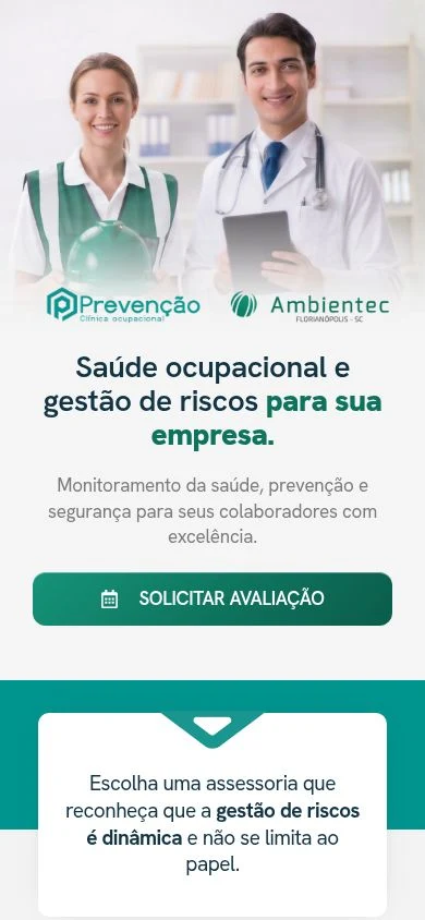 Versão para celular do site Prevamb