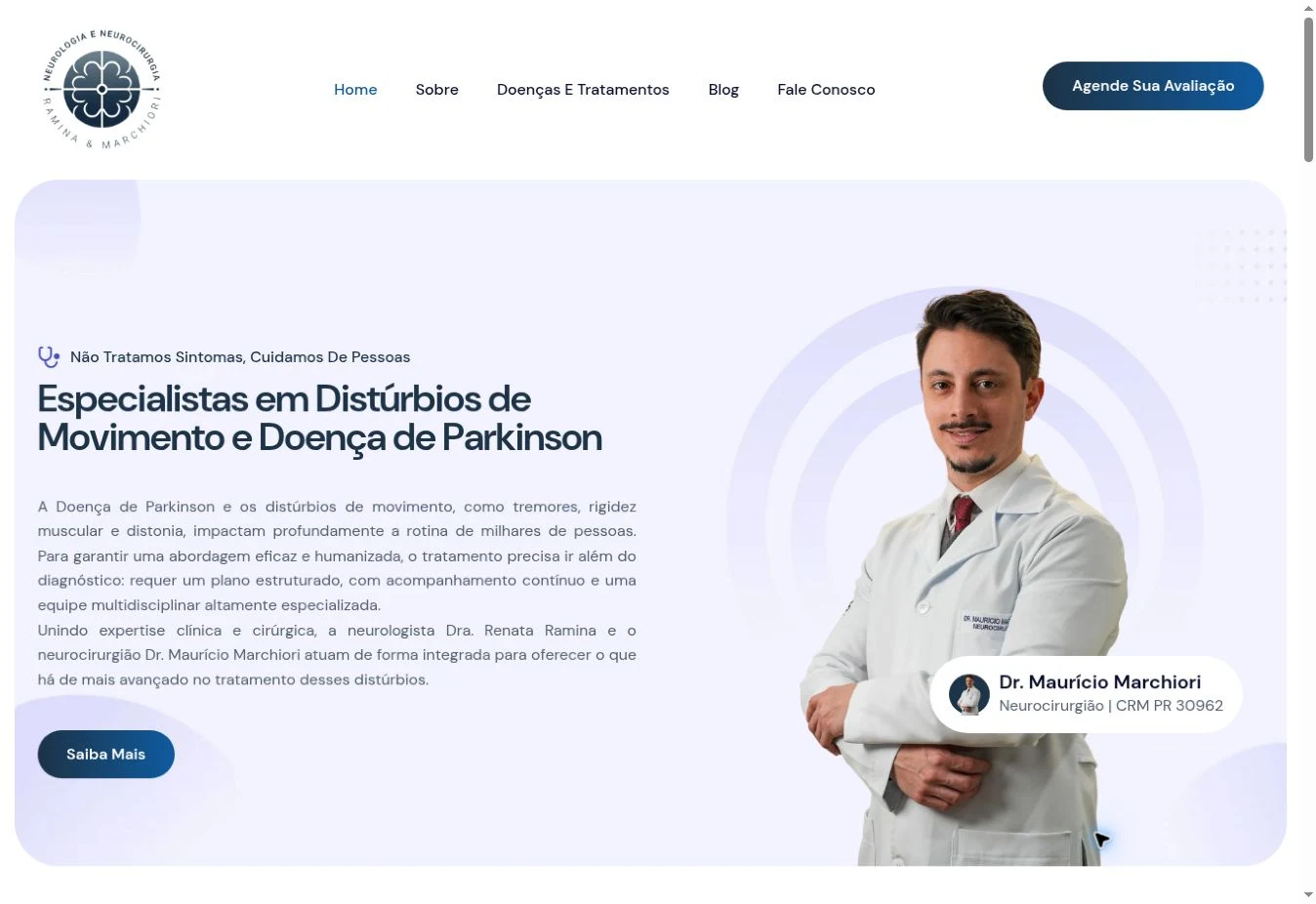 Home do site Ramina & Marchiori em notebook